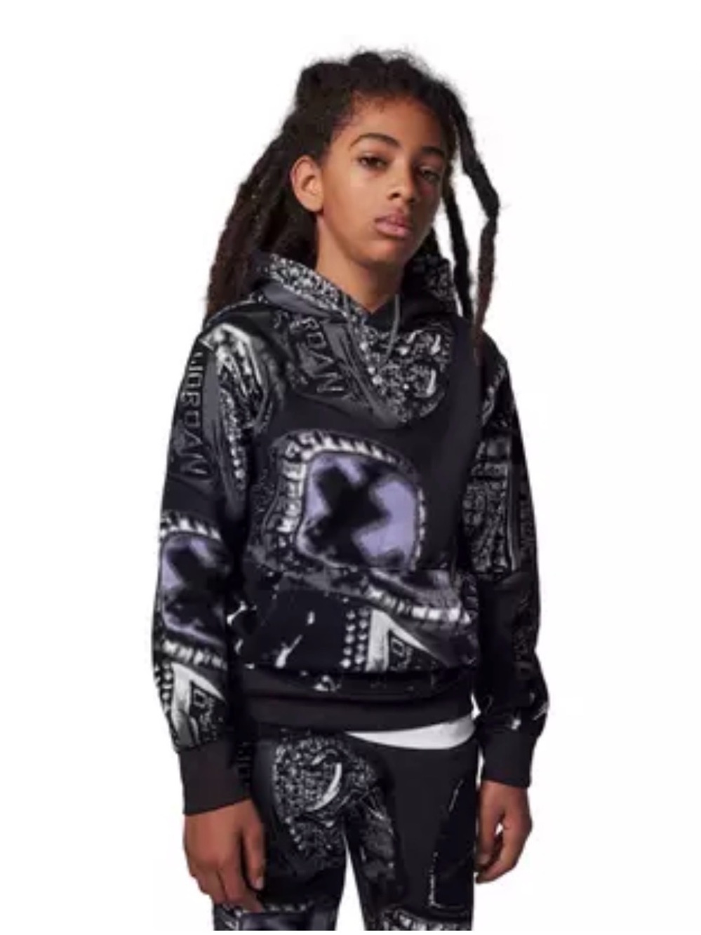 Jordan Big Boys' MVP Fleece Printed Pullover Hoodie Size Large Big Kids
